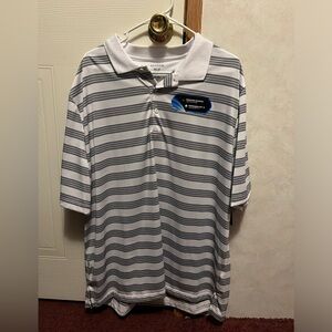 2- New George Men's Polo Short Sleeve Shirt White Striped Size 2XL (50-52)